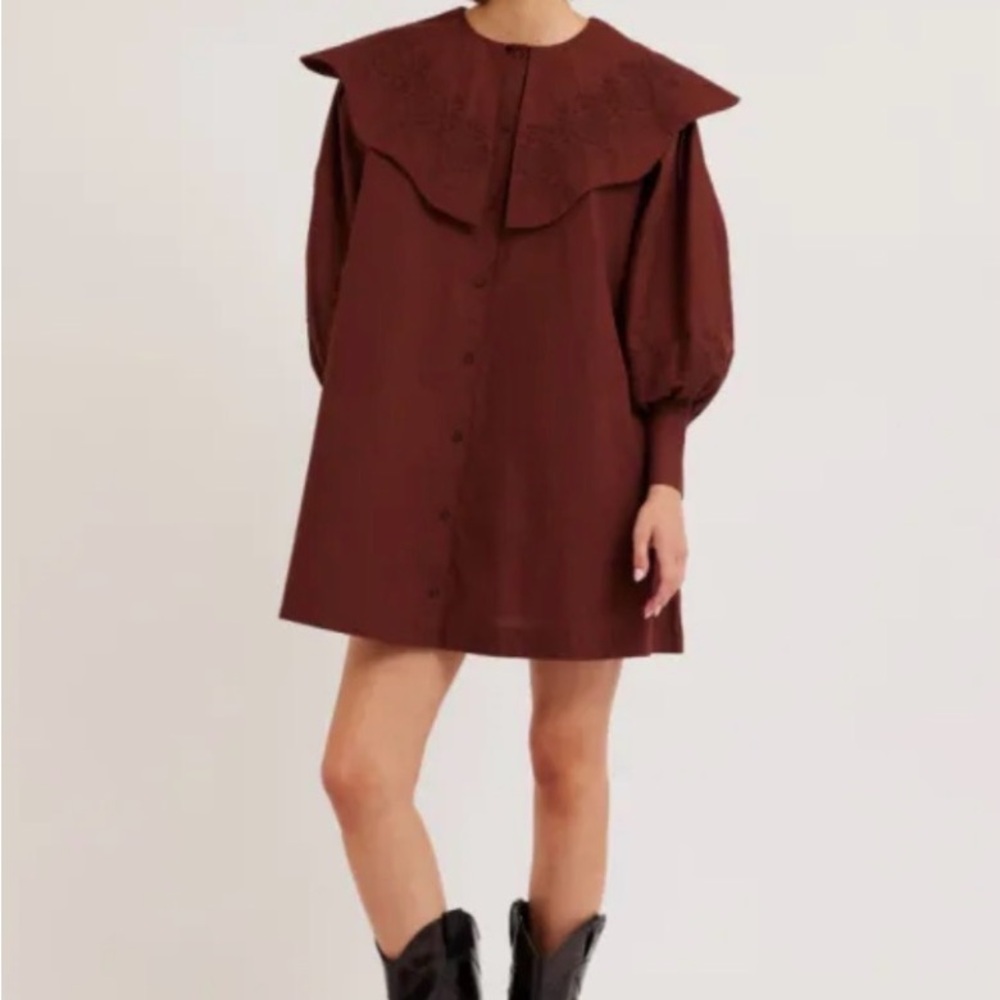 Damson Madder Broderie Collared Mini Dress